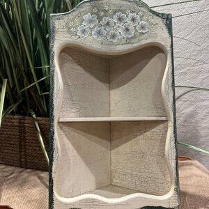 Vintage Hand-Painted Floral Wall Shelf - Shabby Chic Curio